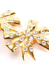 Vintage Unsigned William de Lillo Rhinestone Bow Earrings detail at Recess Los Angeles