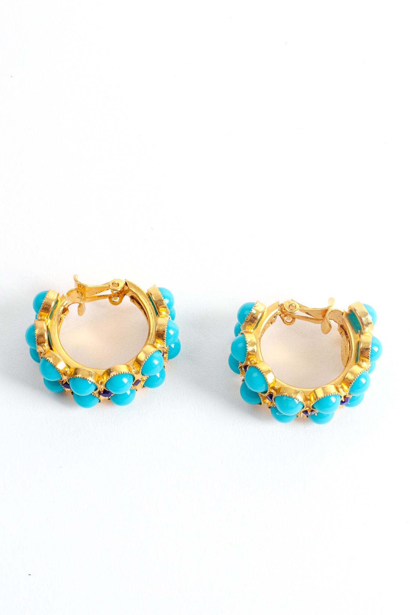Vintage William deLillo Turquoise Cabochon Hoop Earrings at Recess Los Angeles