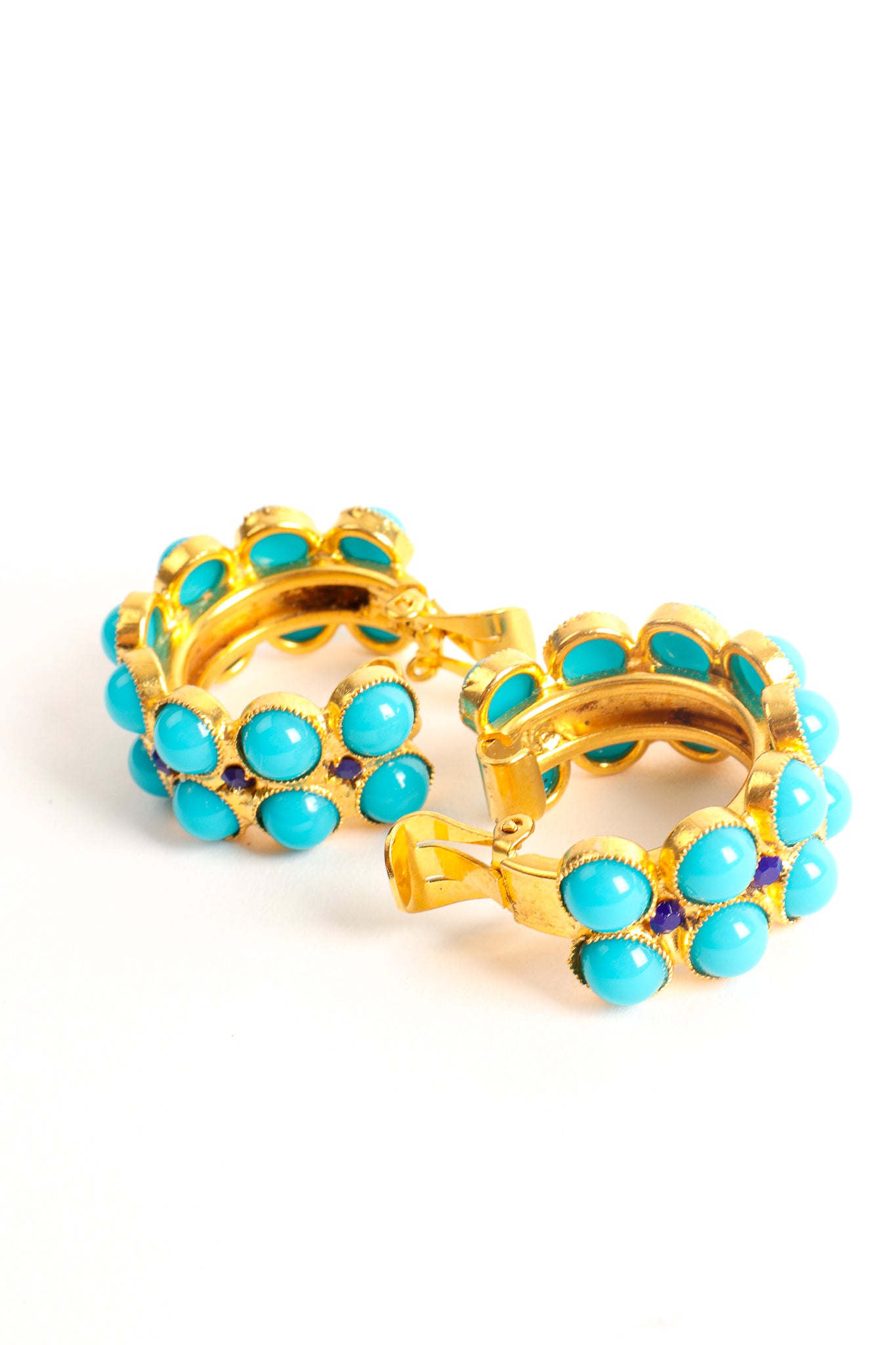 Vintage William deLillo Turquoise Cabochon Hoop Earrings at Recess Los Angeles