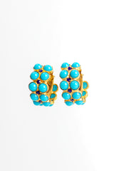 Vintage William deLillo Turquoise Cabochon Hoop Earrings at Recess Los Angeles