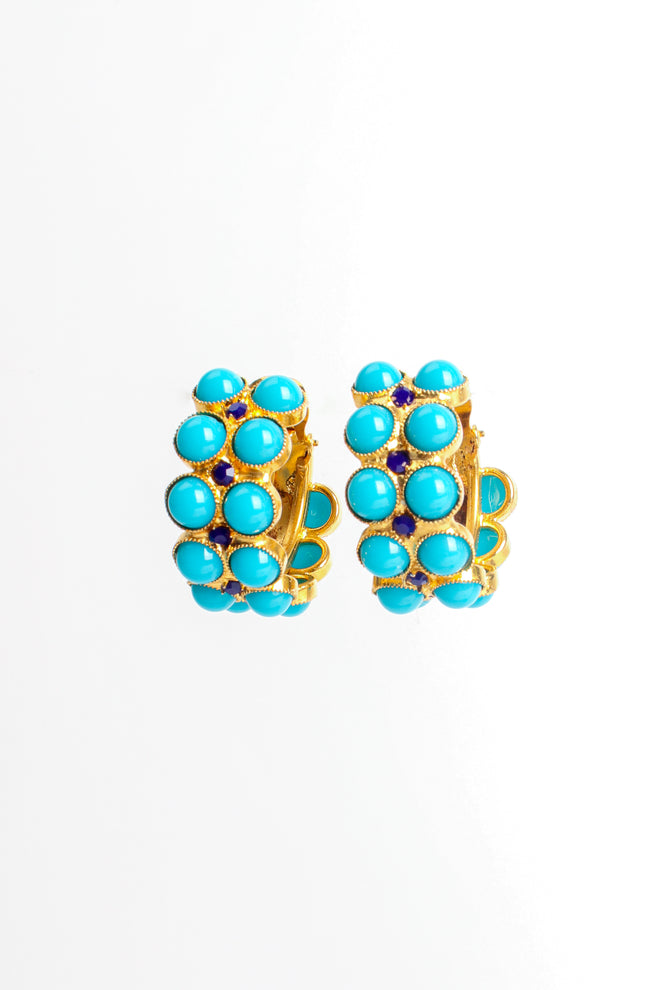 Vintage William deLillo Turquoise Cabochon Hoop Earrings at Recess Los Angeles