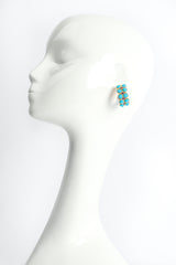 Vintage William deLillo Turquoise Cabochon Hoop Earrings on Mannequin at Recess Los Angeles