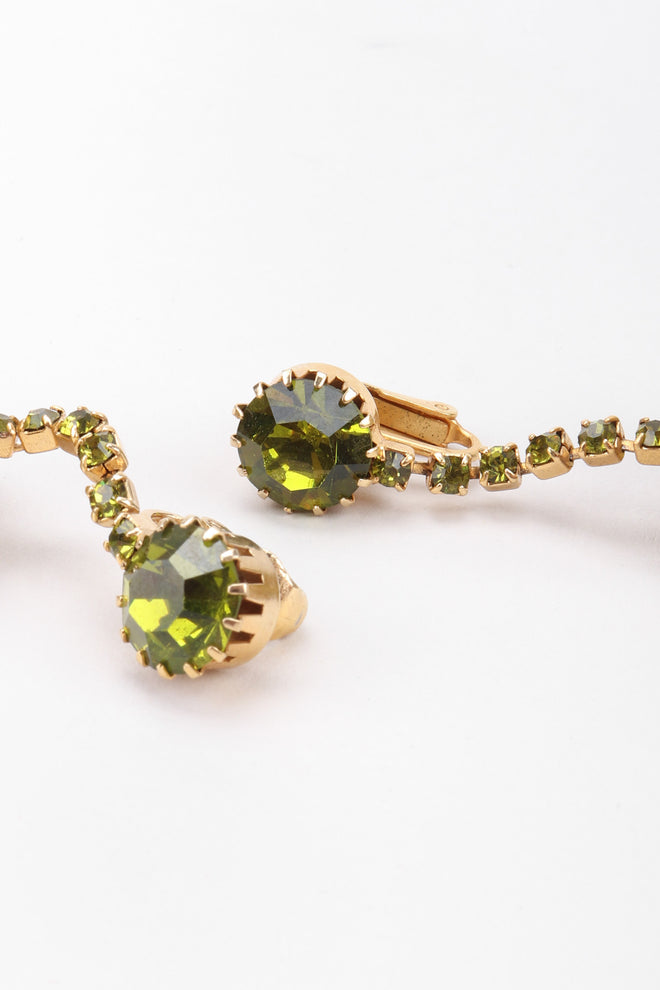 Recess Los Angeles Vintage Unsigned Crystal Rhinestone Cage Cuboid Earrings