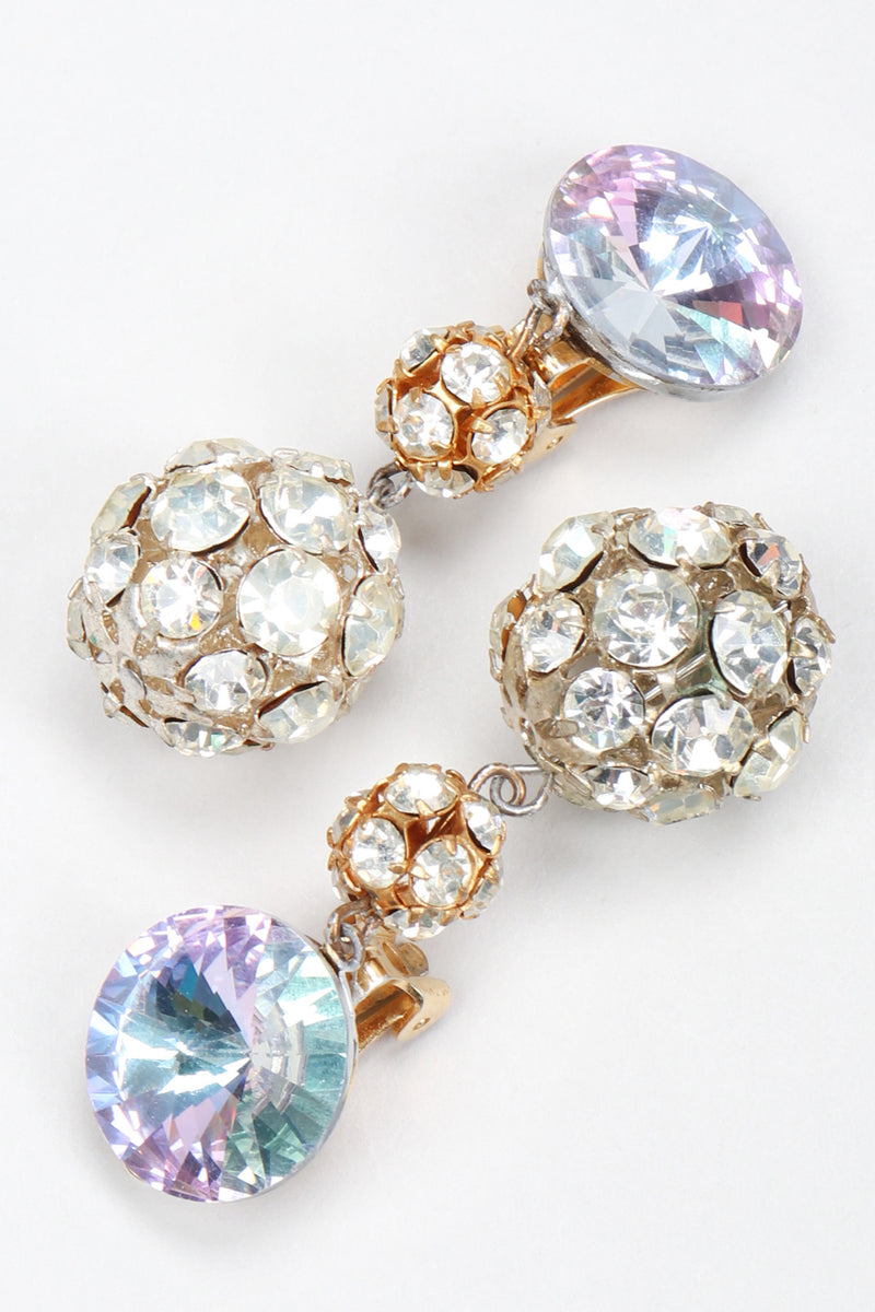 Recess Los Angeles Vintage Iridescent Rhinestone Crystal Disco Ball Drop Earrings