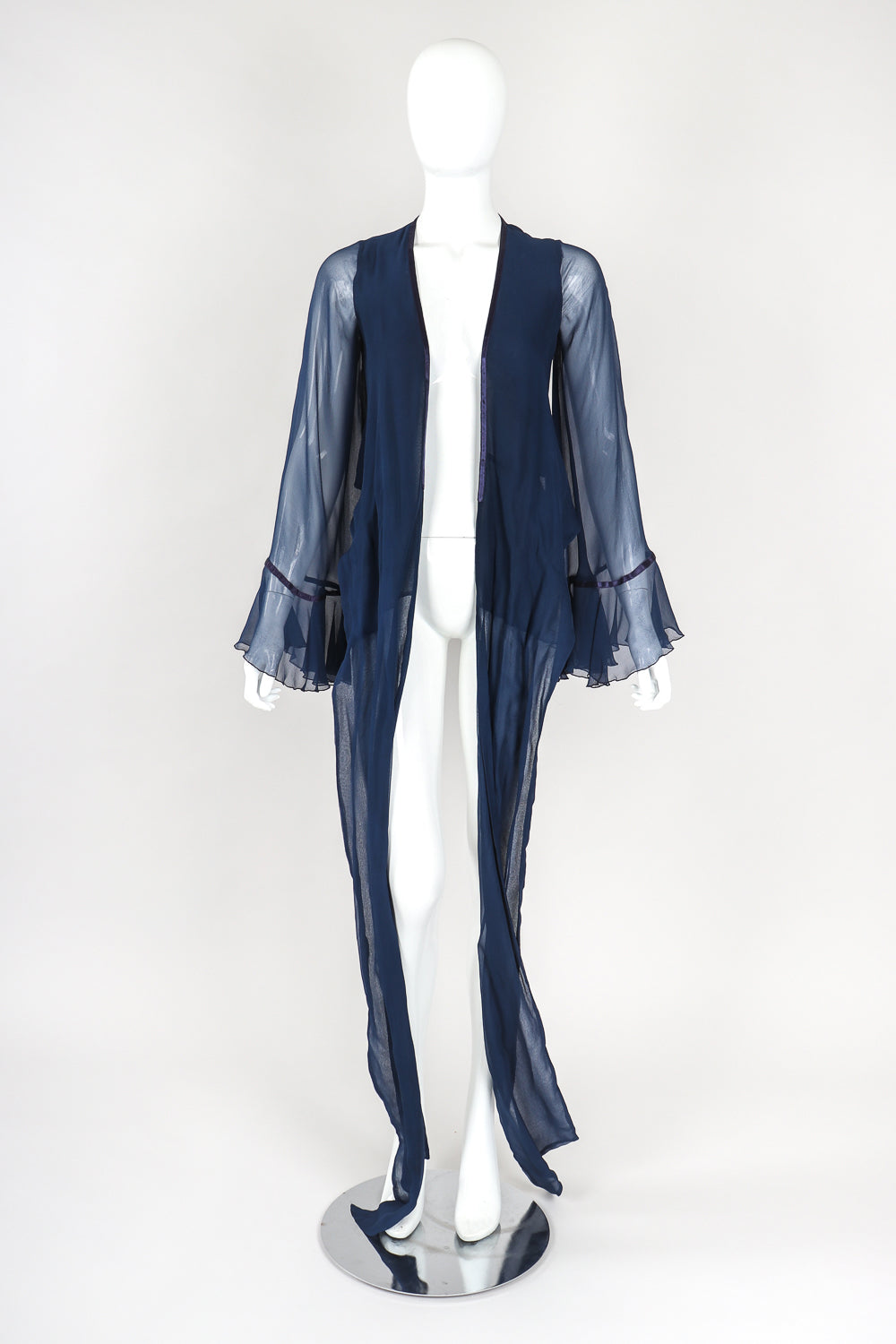 Recess Designer Consignment Vintage Sheer Silk Chiffon Wrap Top Skirt Set Los Angeles Resale
