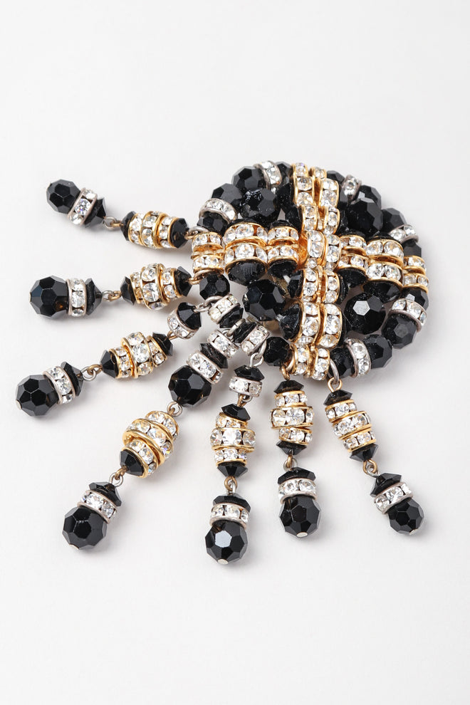 Recess Los Angeles Vintage Beaded Button Fringe Clip On Earrings