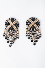 Recess Los Angeles Vintage Beaded Button Fringe Clip On Earrings