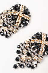 Recess Los Angeles Vintage Beaded Button Fringe Clip On Earrings