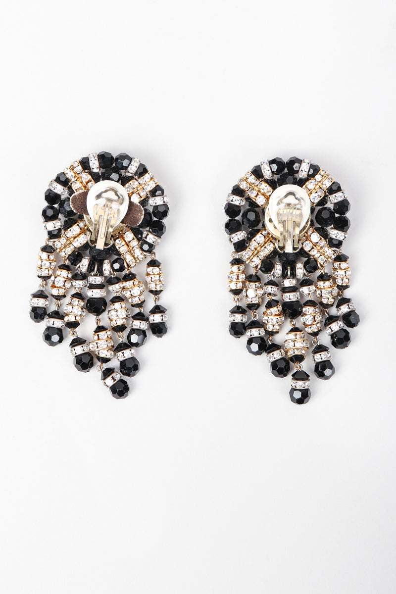 Recess Los Angeles Vintage Beaded Button Fringe Clip On Earrings