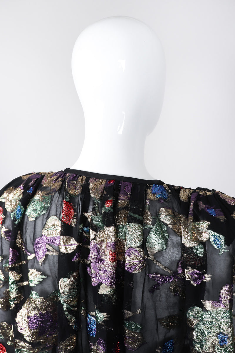 Recess Los Angeles Vintage Jerri Sherman Sheer Floral Metallic Lamé  Batwing Cocoon Cardigan Jacket