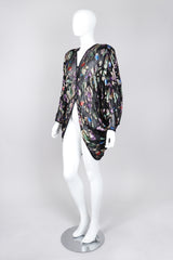 Recess Los Angeles Vintage Jerri Sherman Sheer Floral Metallic Lamé  Batwing Cocoon Cardigan Jacket