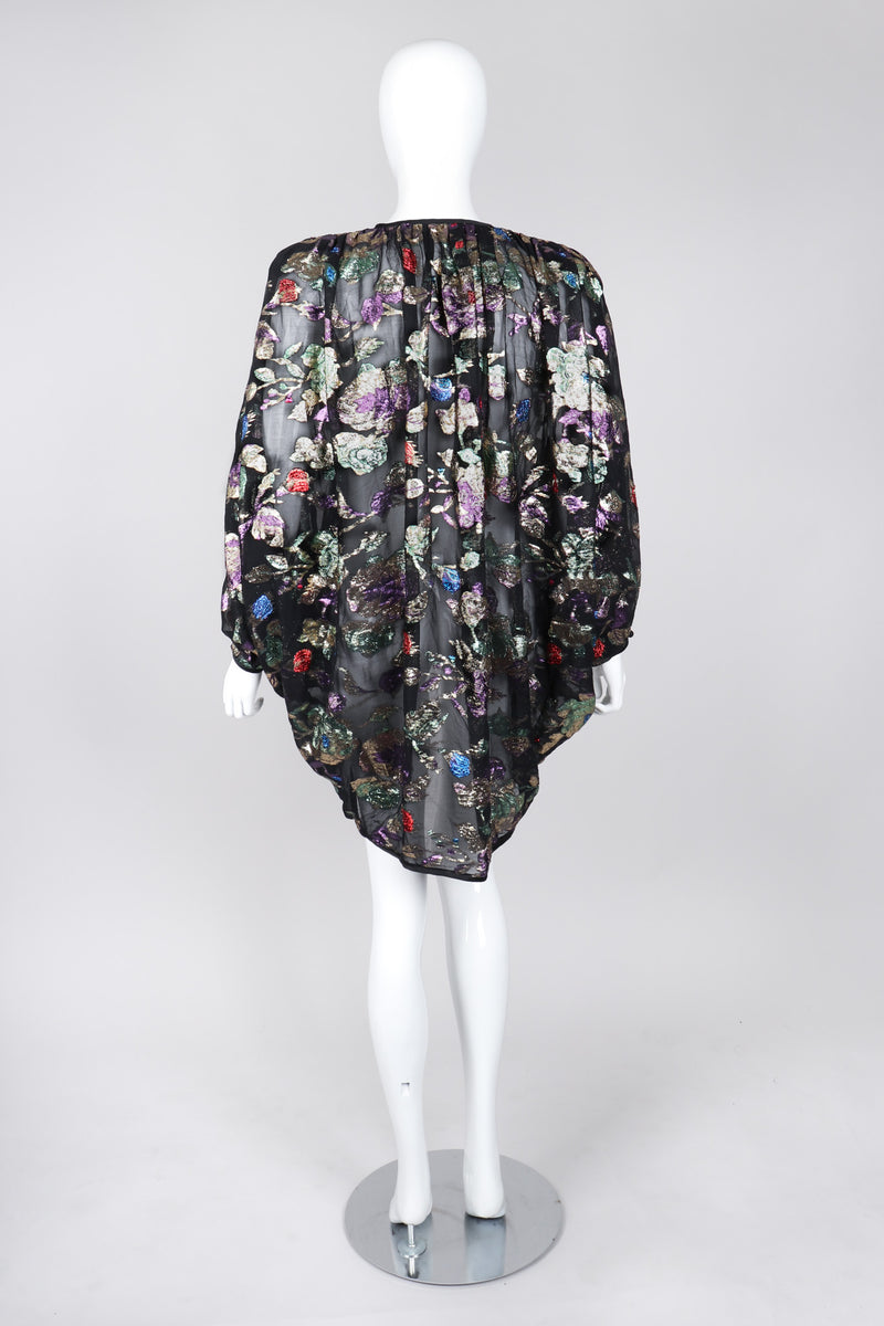 Recess Los Angeles Vintage Jerri Sherman Sheer Floral Metallic Lamé  Batwing Cocoon Cardigan Jacket