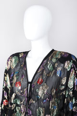 Recess Los Angeles Vintage Jerri Sherman Sheer Floral Metallic Lamé  Batwing Cocoon Cardigan Jacket