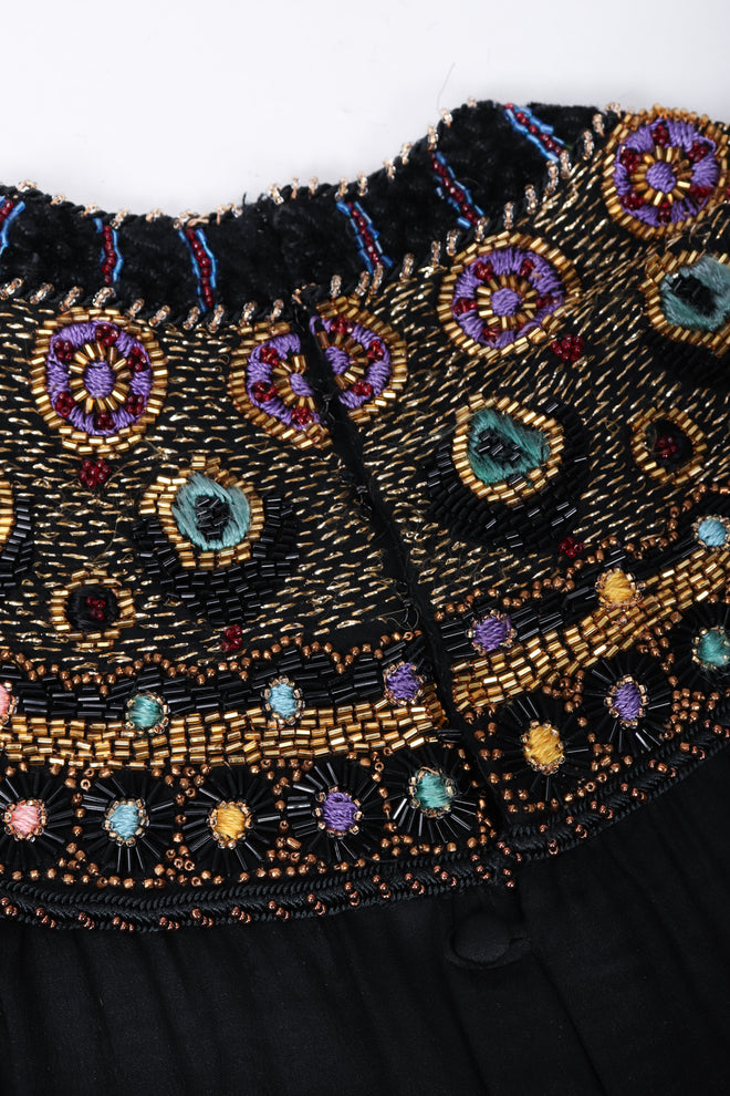 Recess Los Angeles Vintage Egyptian Beaded Collar Silk Chiffon Dress