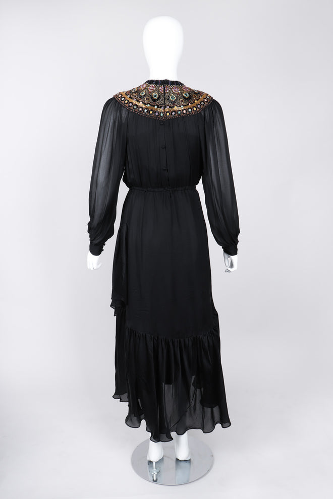 Recess Los Angeles Vintage Egyptian Beaded Collar Silk Chiffon Dress