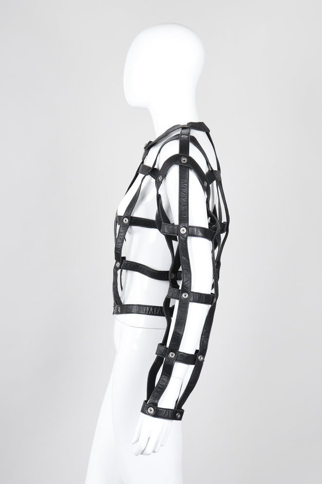 Recess Los Angeles Vintage Leather Cage Bondage Bomber Jacket