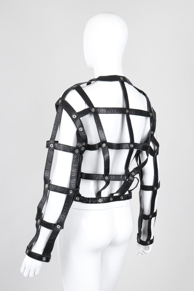 Recess Los Angeles Vintage Leather Cage Bondage Bomber Jacket
