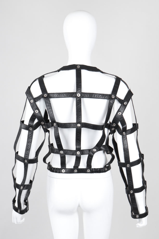 Recess Los Angeles Vintage Leather Cage Bondage Bomber Jacket