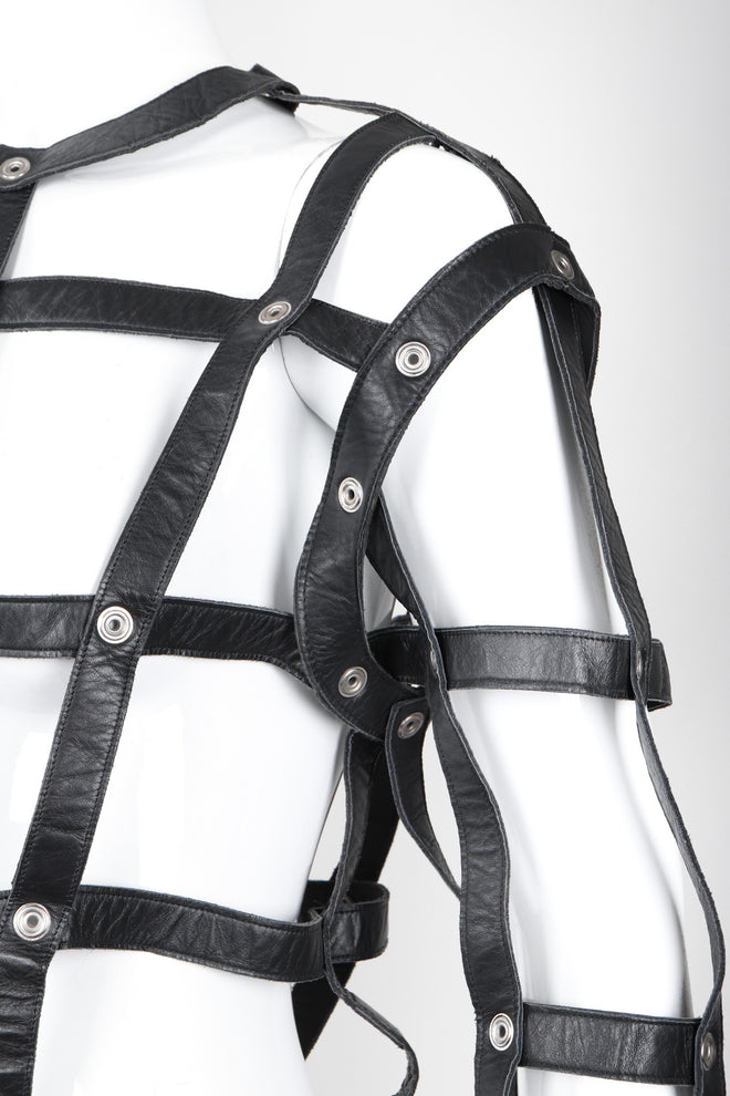 Recess Los Angeles Vintage Leather Cage Bondage Bomber Jacket