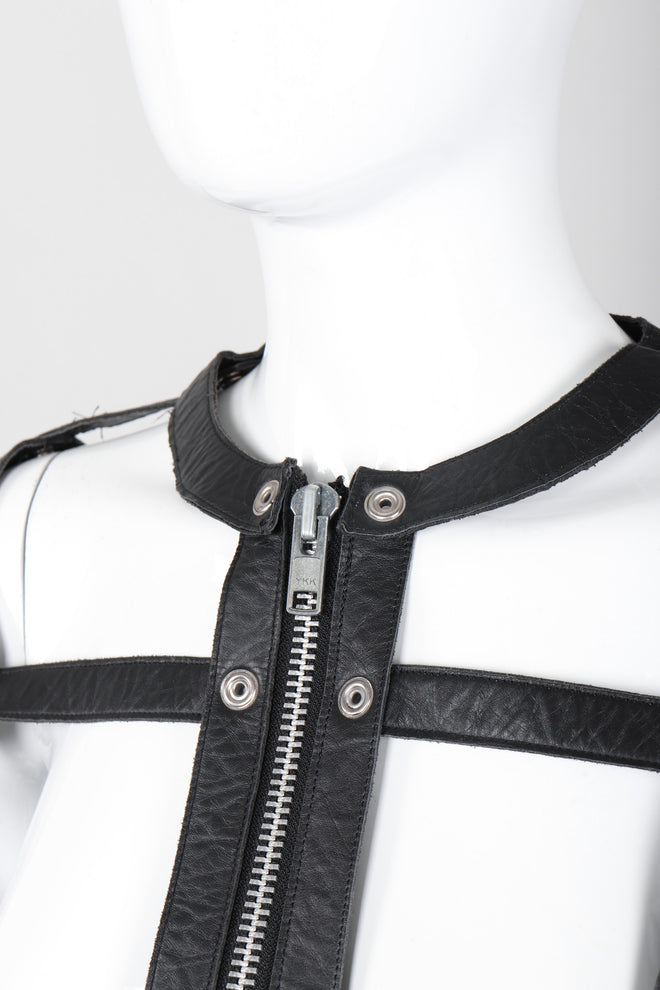Recess Los Angeles Vintage Leather Cage Bondage Bomber Jacket