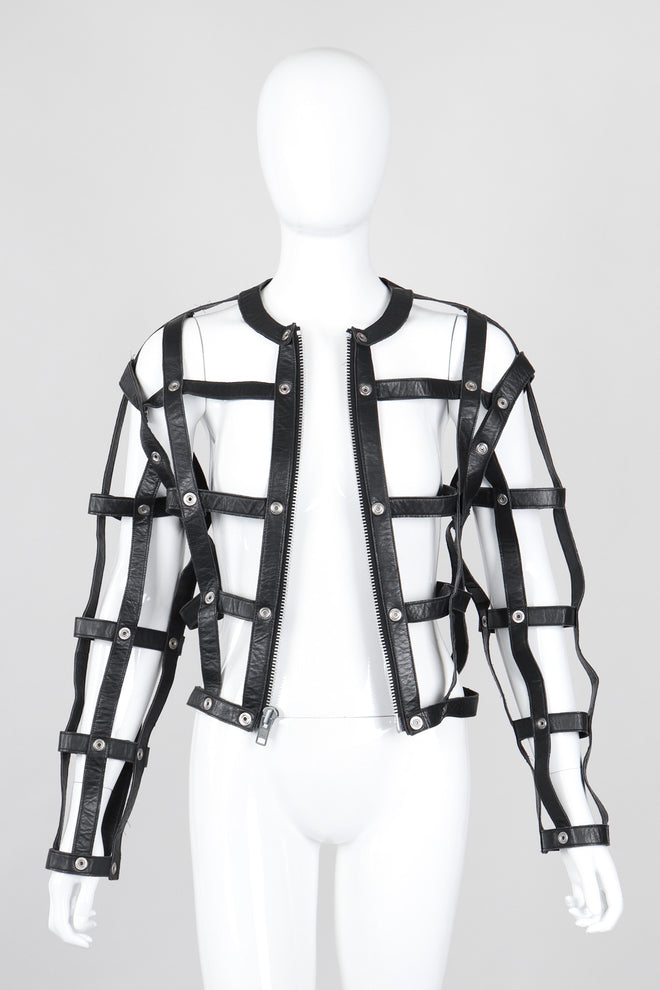 Recess Los Angeles Vintage Leather Cage Bondage Bomber Jacket