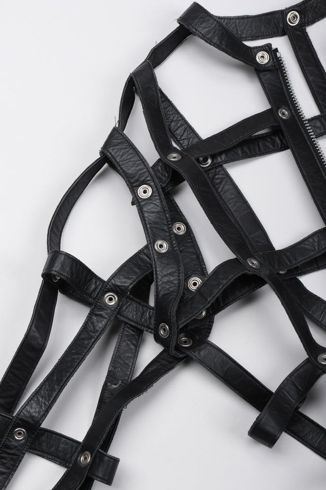 Recess Los Angeles Vintage Leather Cage Bondage Bomber Jacket