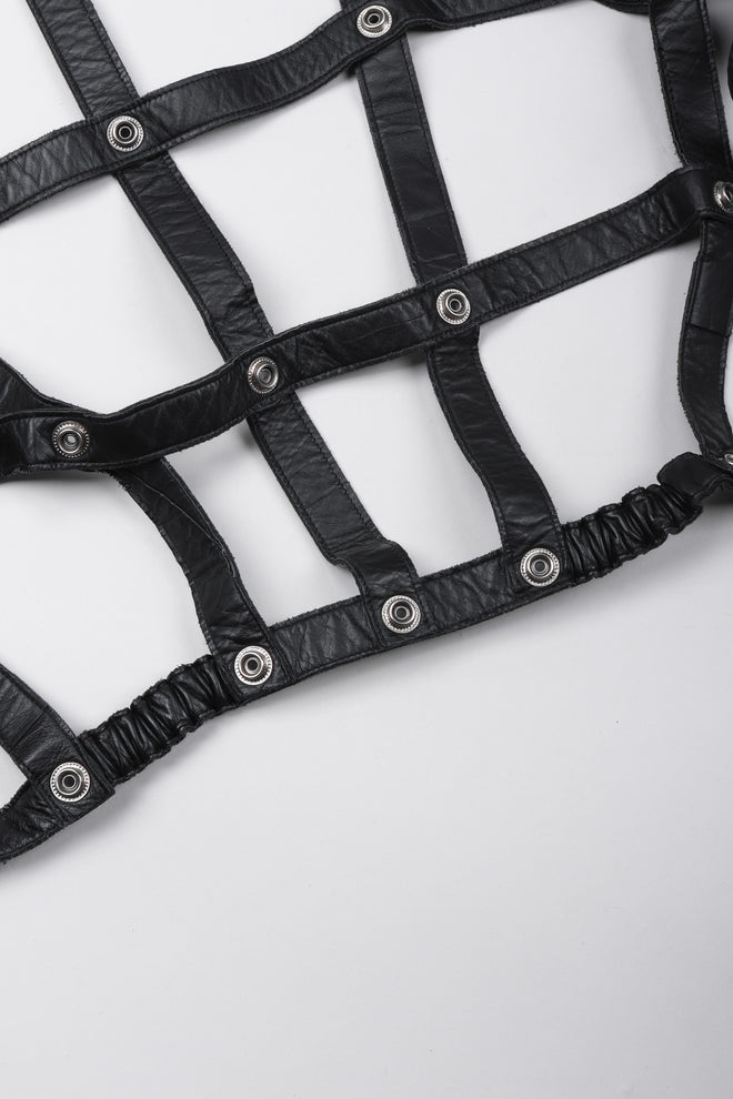 Recess Los Angeles Vintage Leather Cage Bondage Bomber Jacket