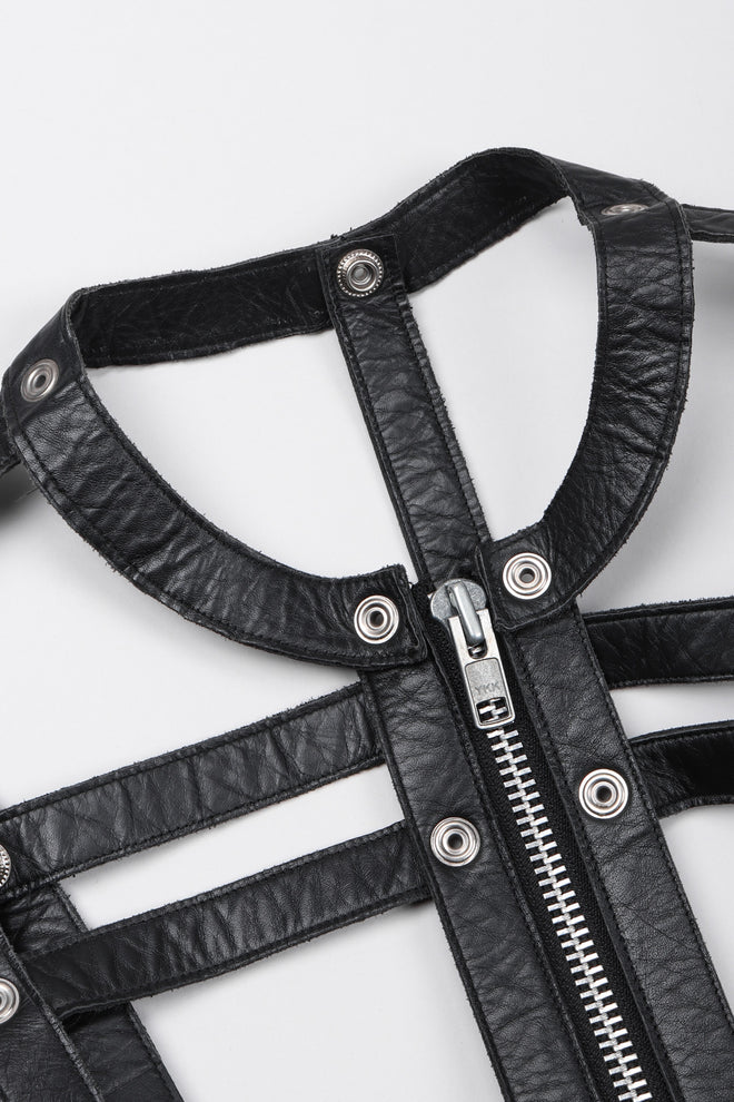 Recess Los Angeles Vintage Leather Cage Bondage Bomber Jacket