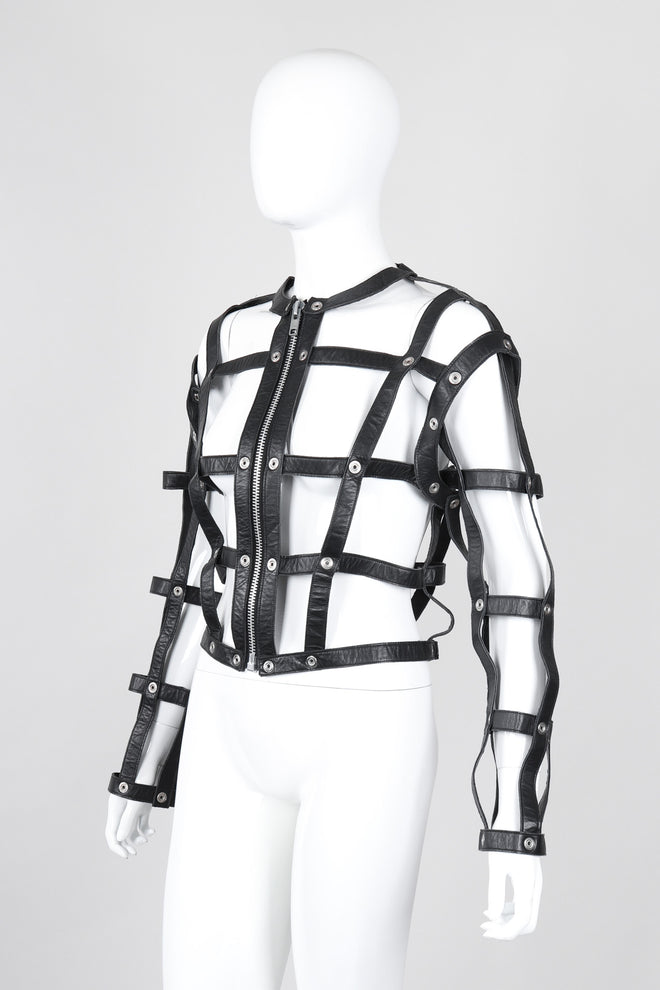 Recess Los Angeles Vintage Leather Cage Bondage Bomber Jacket