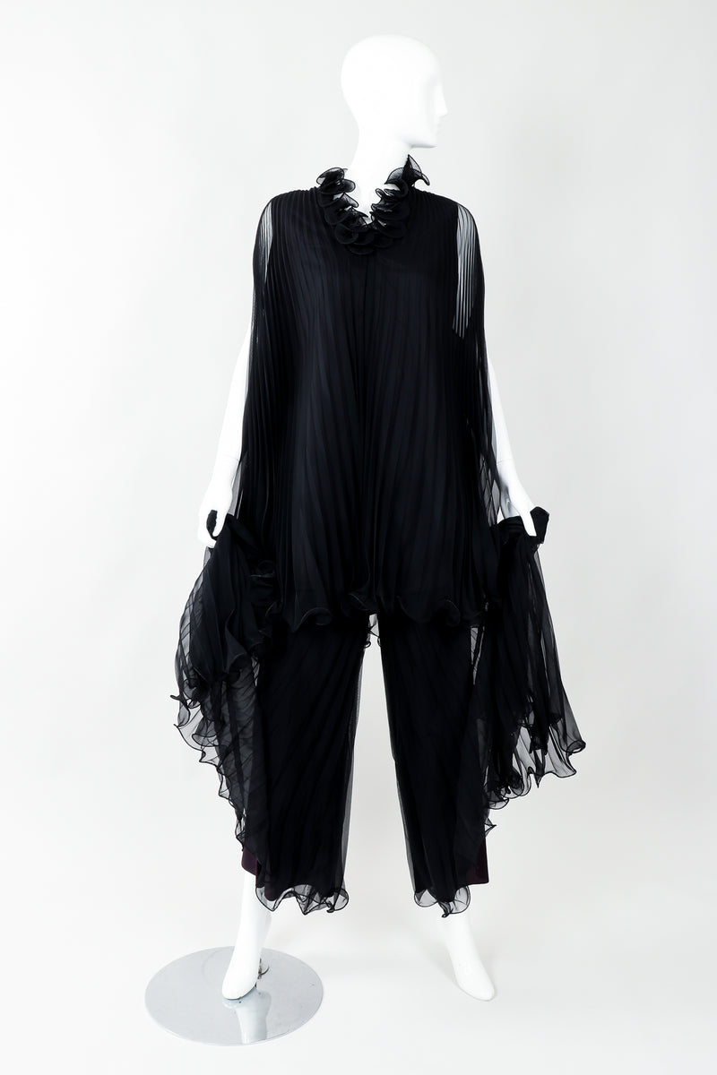 Vintage Bullocks Wilshire Pleated Chiffon Top & Palazzo Pant Set on Mannequin Curtsy at Recess