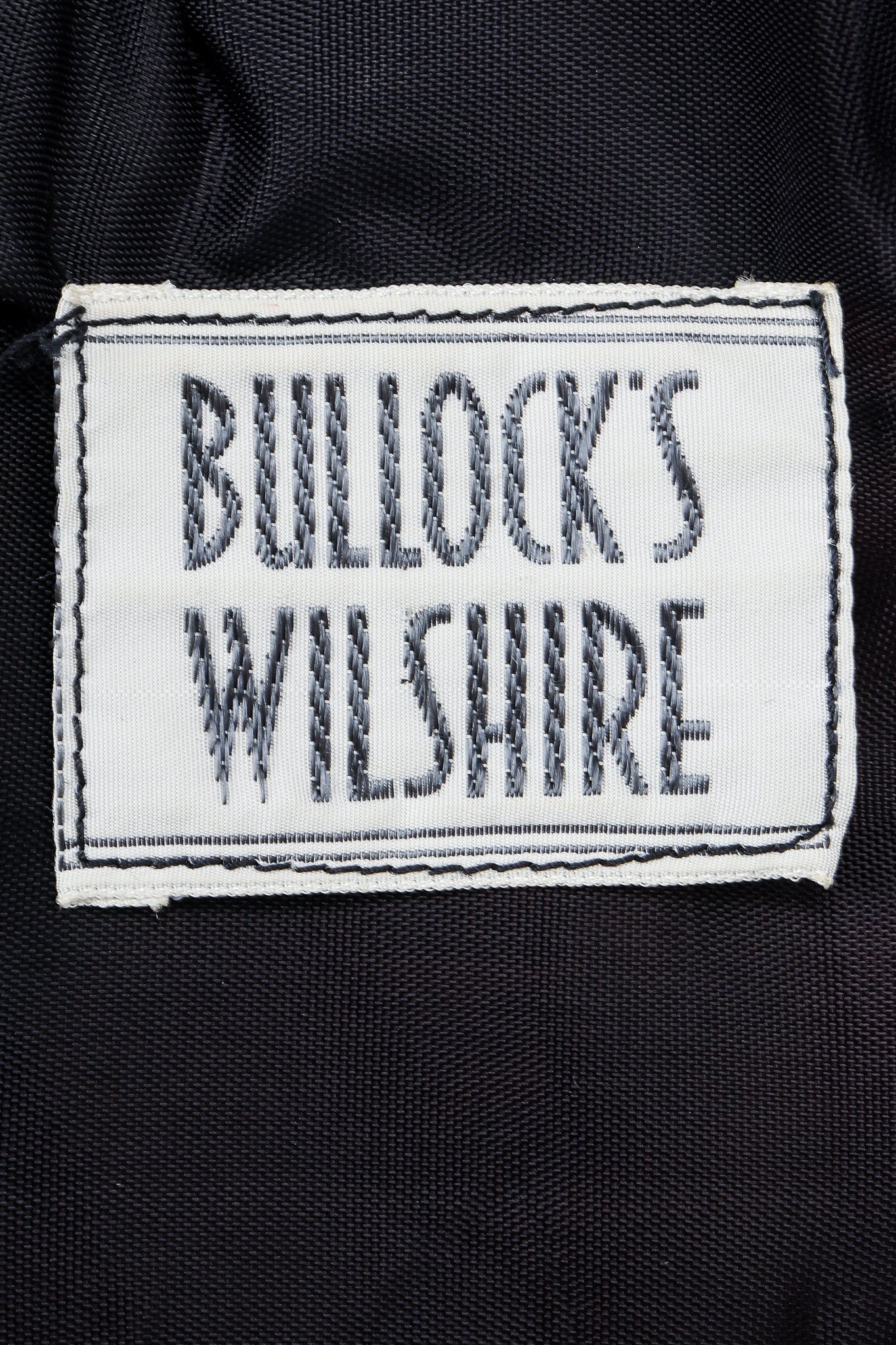 Vintage Bullocks Wilshire Label on black