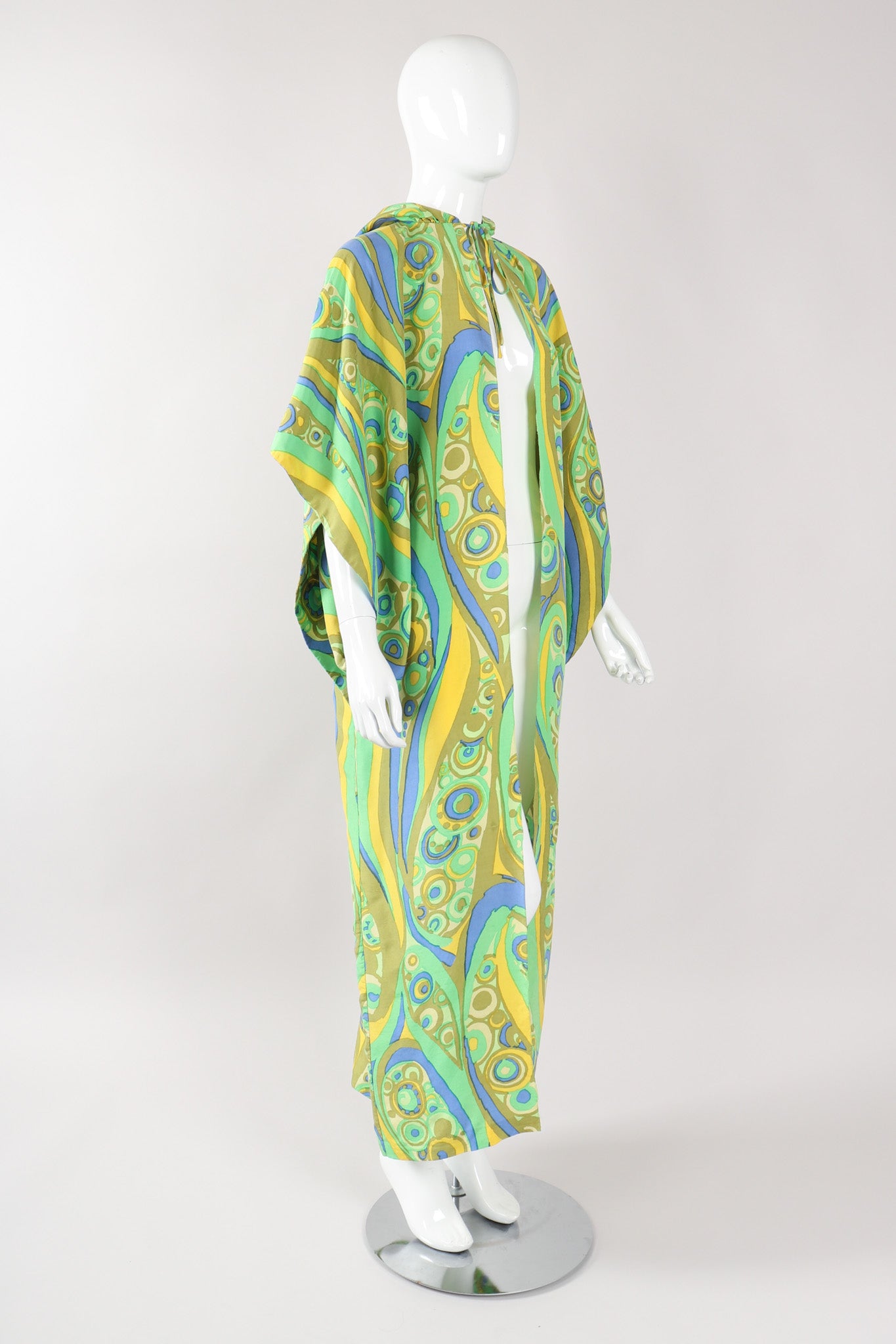 Recess Los Angeles Vintage 60s Mod Print Hooded Kimono Duster Robe