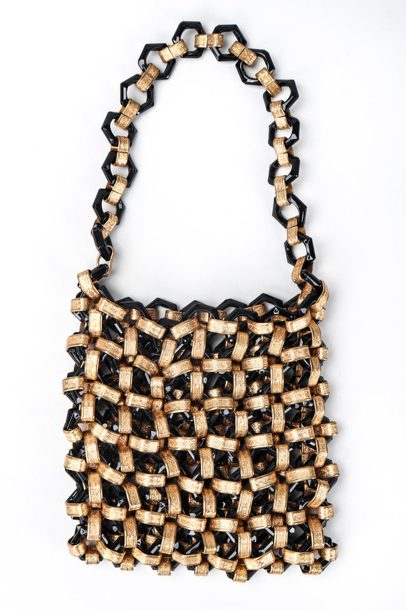 Recess Los Angeles Vintage Hexagon Plastic Embossed Brass Link Mini Bag 
