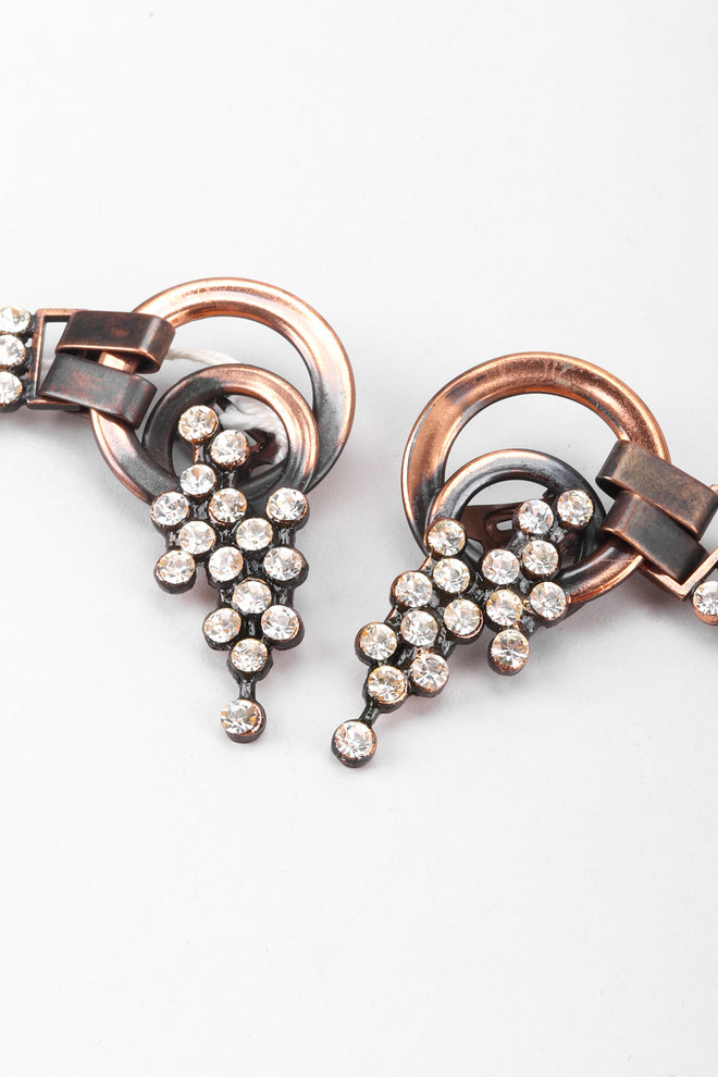 Recess Los Angeles Vintage Raffaele Giacomini Bronze Crystal Mesh Elf Drop Earrings