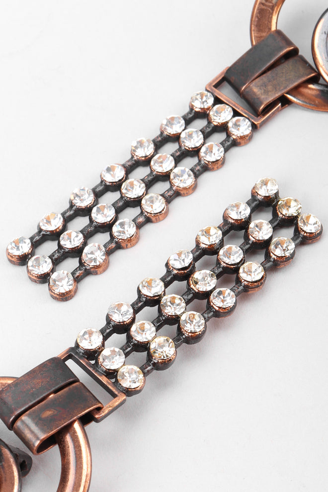 Recess Los Angeles Vintage Raffaele Giacomini Bronze Crystal Mesh Elf Drop Earrings