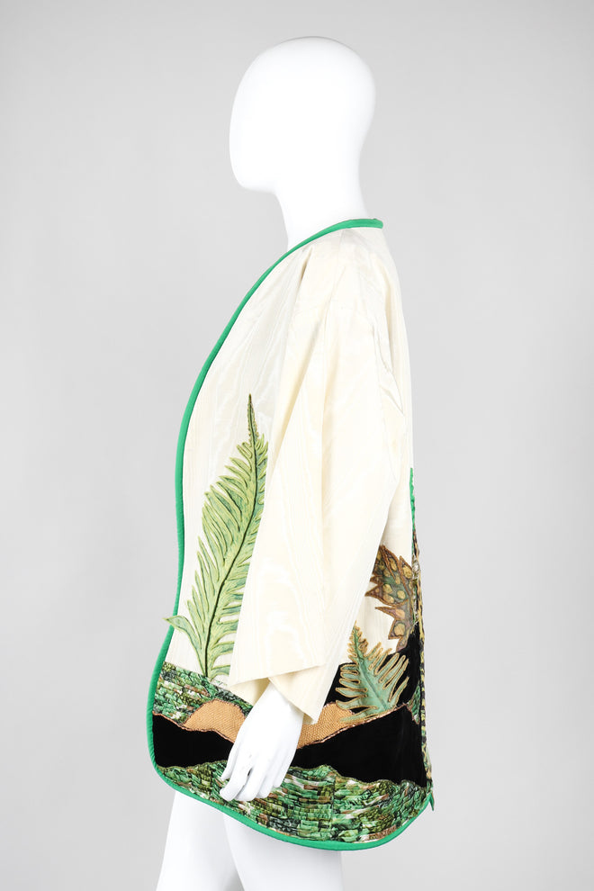 Recess Los Angeles Vintage Silk Jungle Cheetah Appliqué Kimono Jacket