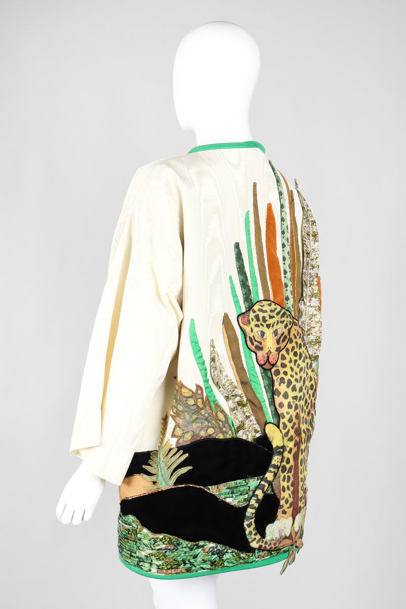 Recess Los Angeles Vintage Silk Jungle Cheetah Appliqué Kimono Jacket