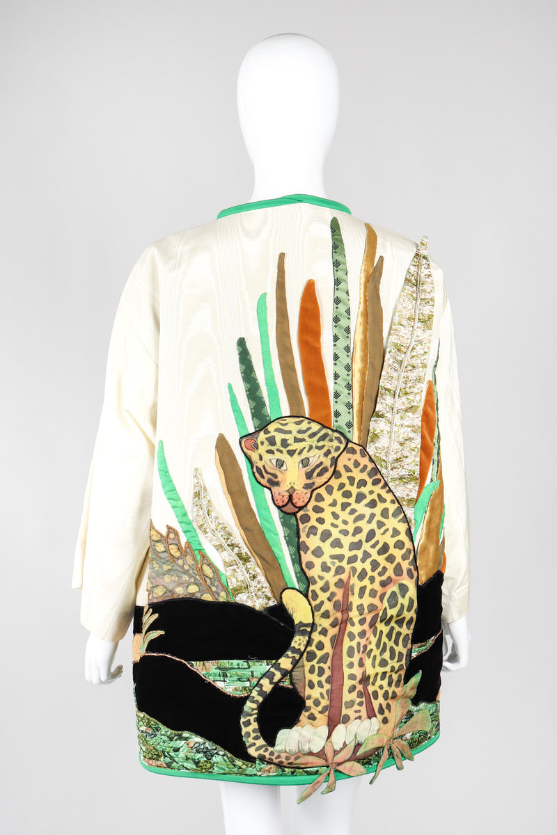 Recess Los Angeles Vintage Silk Jungle Cheetah Appliqué Kimono Jacket