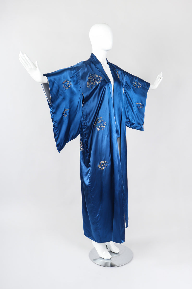 Recess Los Angeles Vintage Made In Japan Royal Gold Dragon Couching Embroidered Kimono Robe