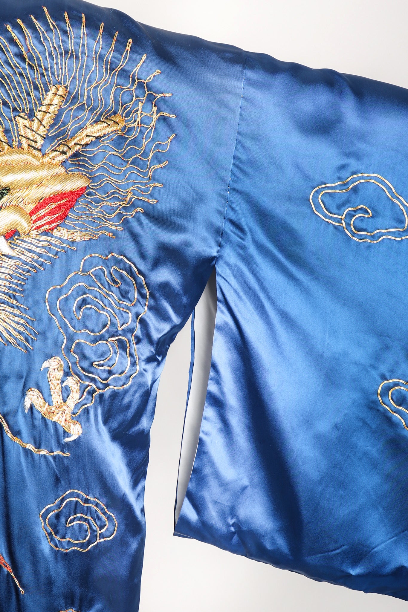 Recess Los Angeles Vintage Made In Japan Royal Gold Dragon Couching Embroidered Kimono Robe