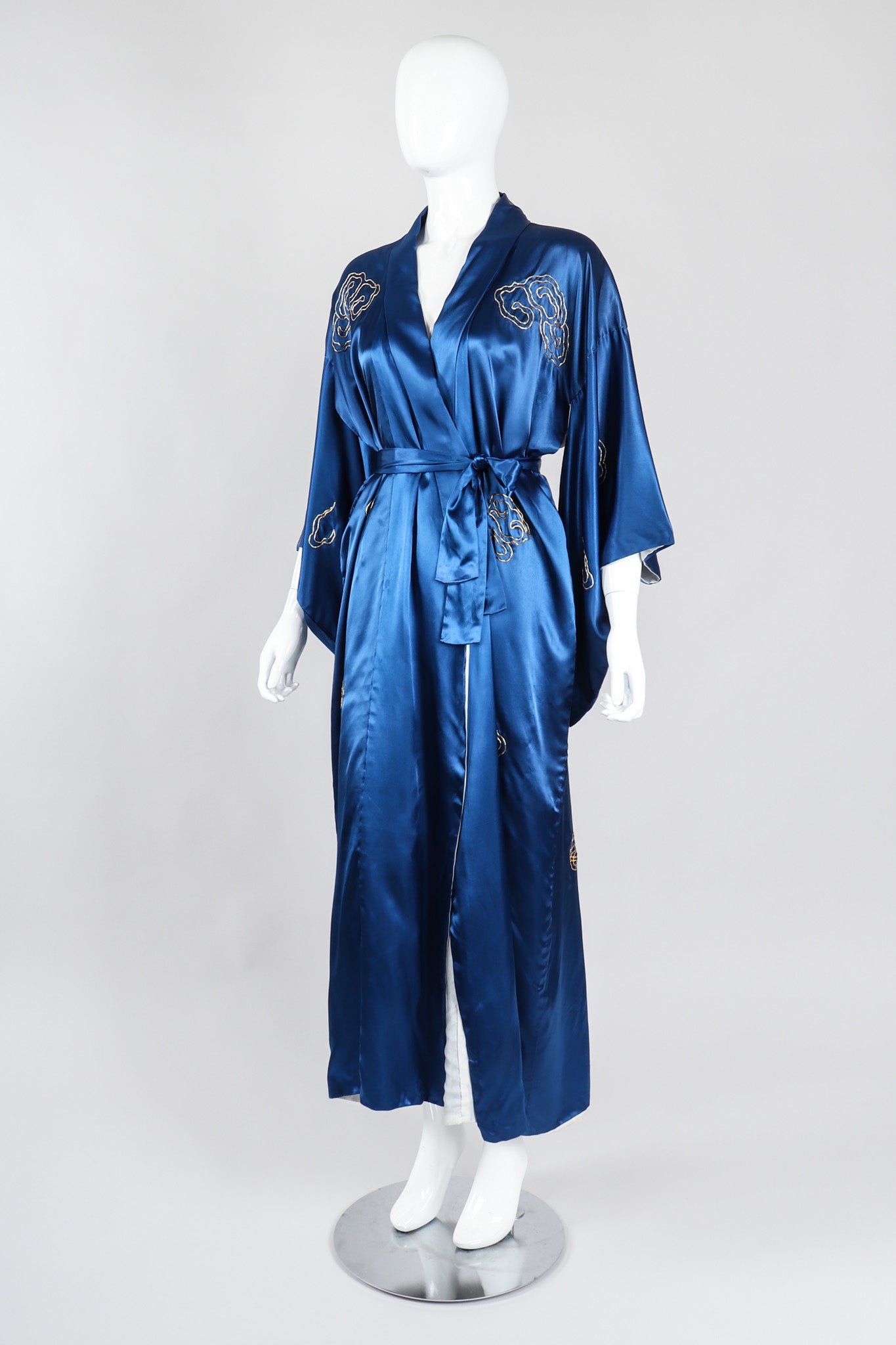 Recess Los Angeles Vintage Made In Japan Royal Gold Dragon Couching Embroidered Kimono Robe