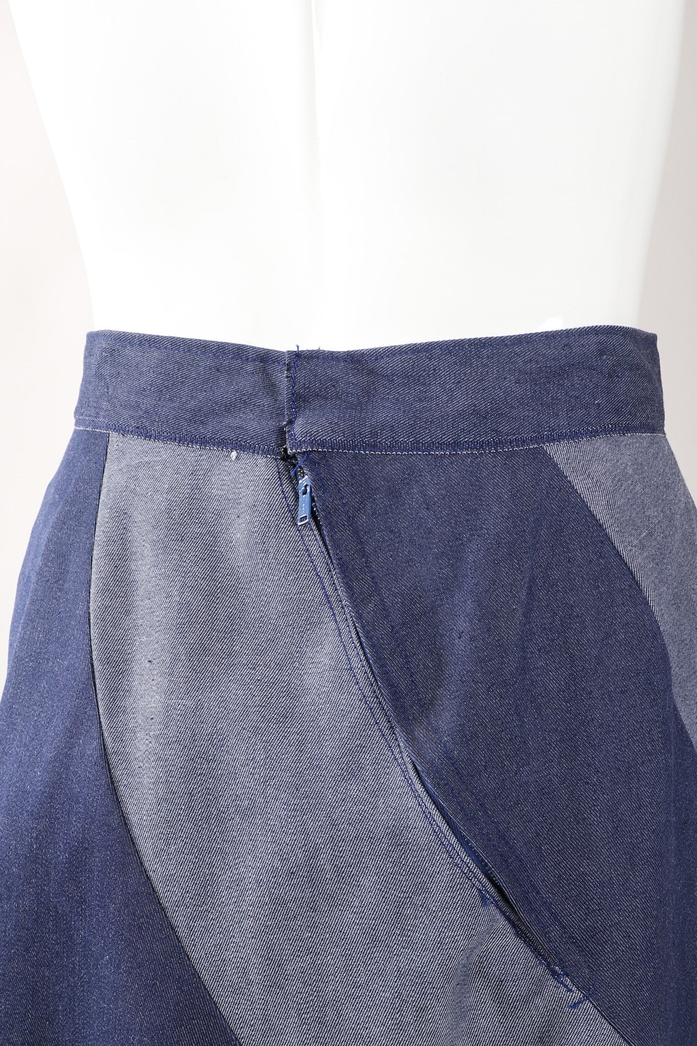 Recess Los Angeles Vintage Studded Denim Swirl Skirt