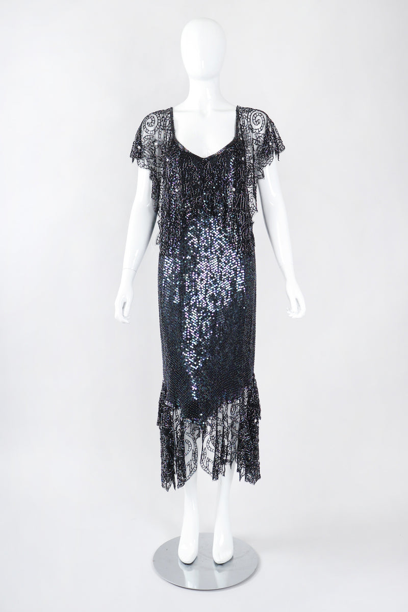 Recess Los Angeles Vintage Embellished Bead Lace Bertha Collar Dance Dress