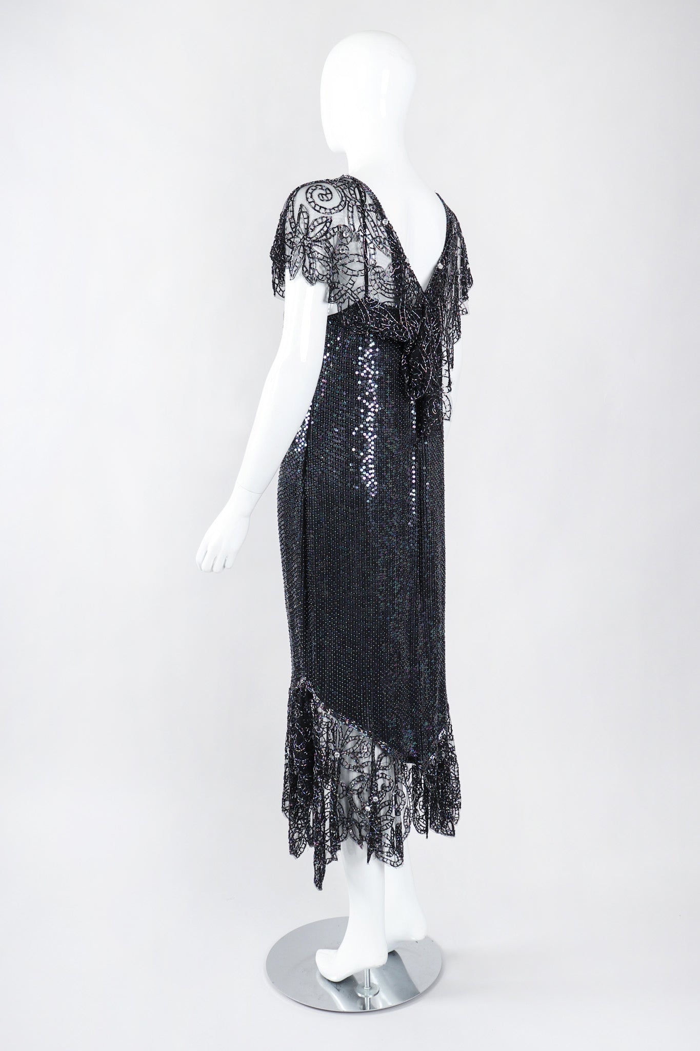 Recess Los Angeles Vintage Embellished Bead Lace Bertha Collar Dance Dress