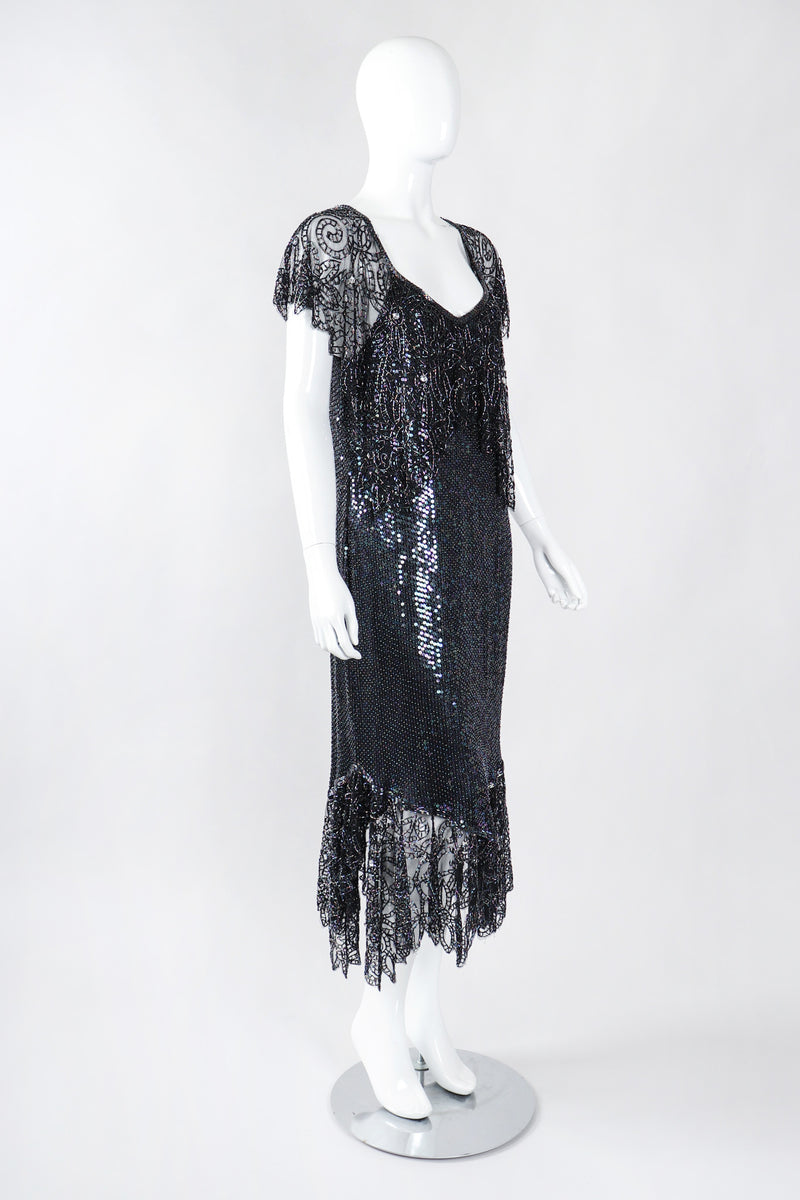 Recess Los Angeles Vintage Embellished Bead Lace Bertha Collar Dance Dress
