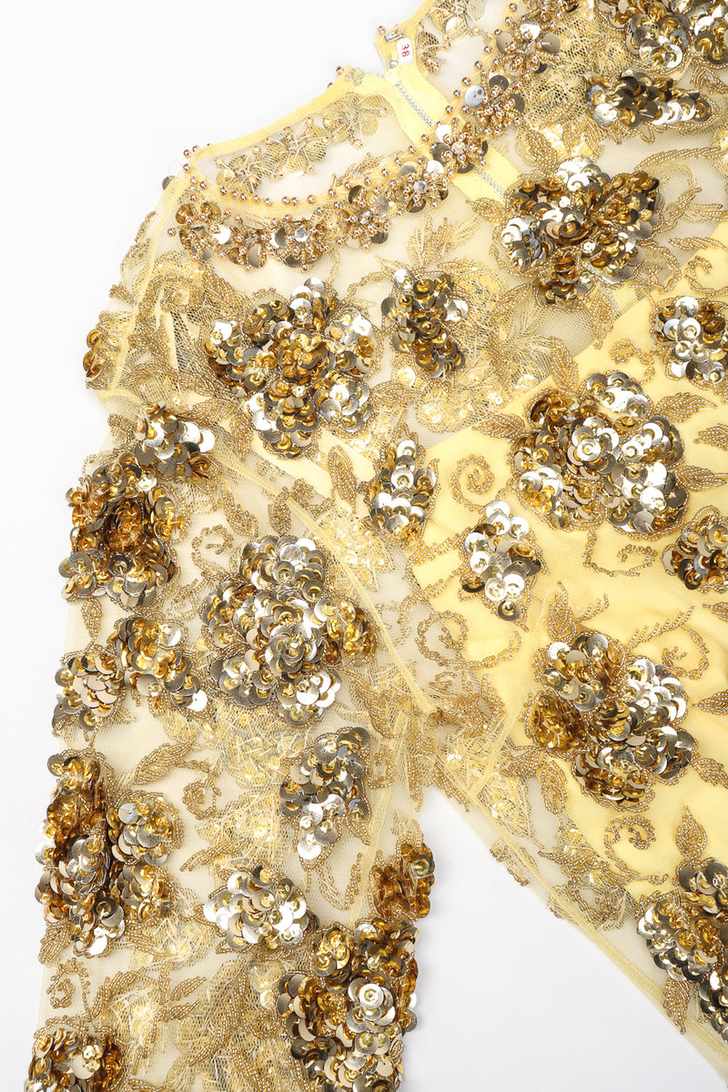 Recess Designer Consignment Vintage Golden Embellished Shift Dress Los Angeles Resale Recycled