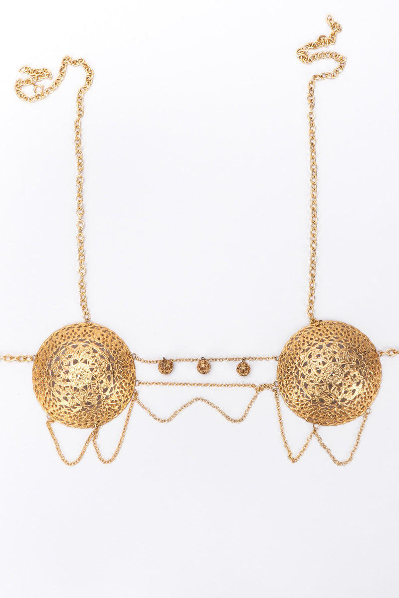 Recess Los Angeles Vintage Vintage Metal Gold Cup Chain Bra Prism Floral Design