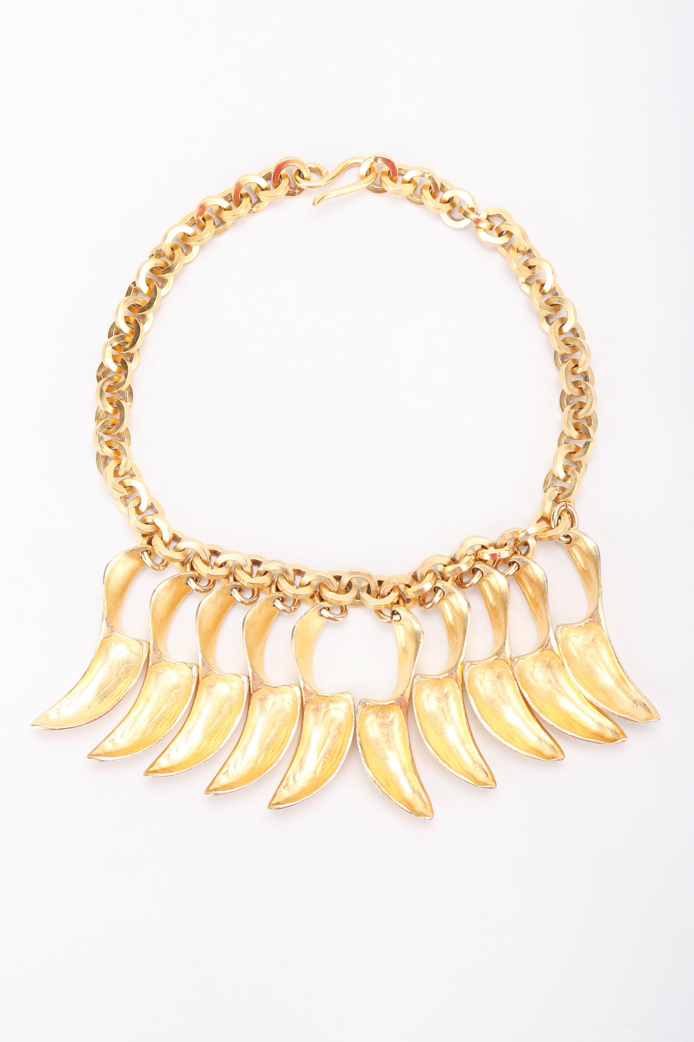 Recess Designer Consignment Vintage Matte Gold Modernist Claw Spike Necklace