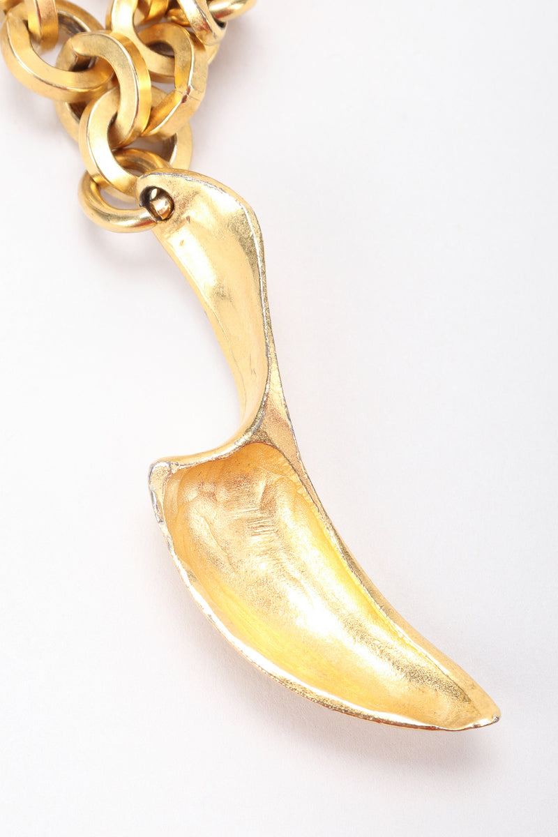 Recess Designer Consignment Vintage Matte Gold Modernist Claw Spike Necklace