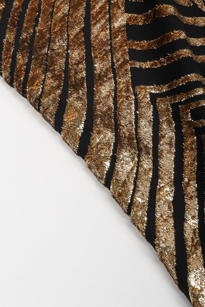 Recess Los Angeles Vintage Deco Gold Velvet Lamé Maxi Slipdress
